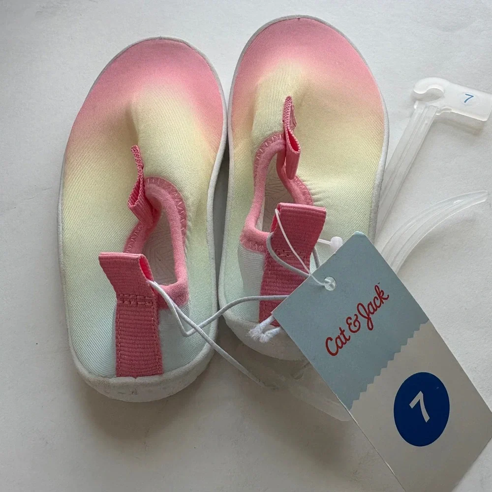 Cat &‎ Jack Kids New w Tag Water Shoes Size 7 Pink Yellow Ombre Swim Beach  Pool